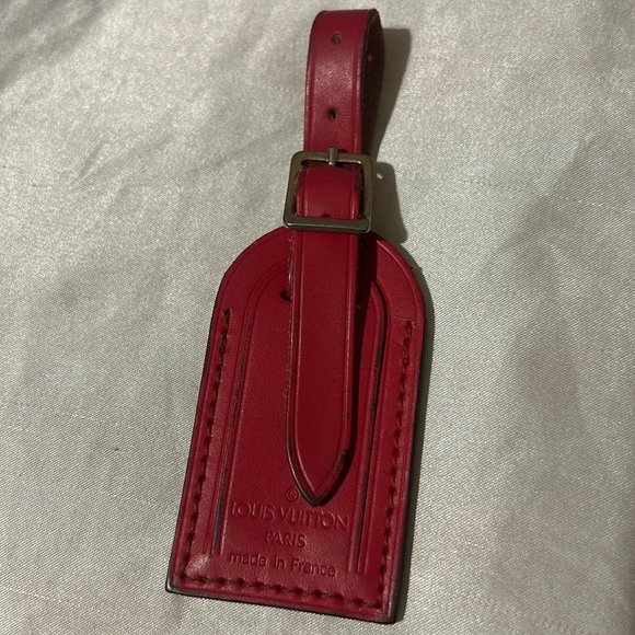 Authentic Louis Vuitton Red Leather Mini Luggage Tag - Picture 1 of 5